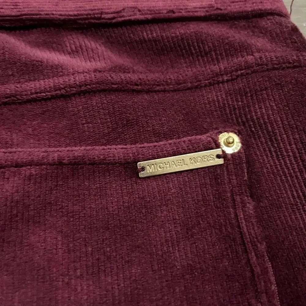 Michael Michael Kors Corduroy Maroon Leggings. Small.